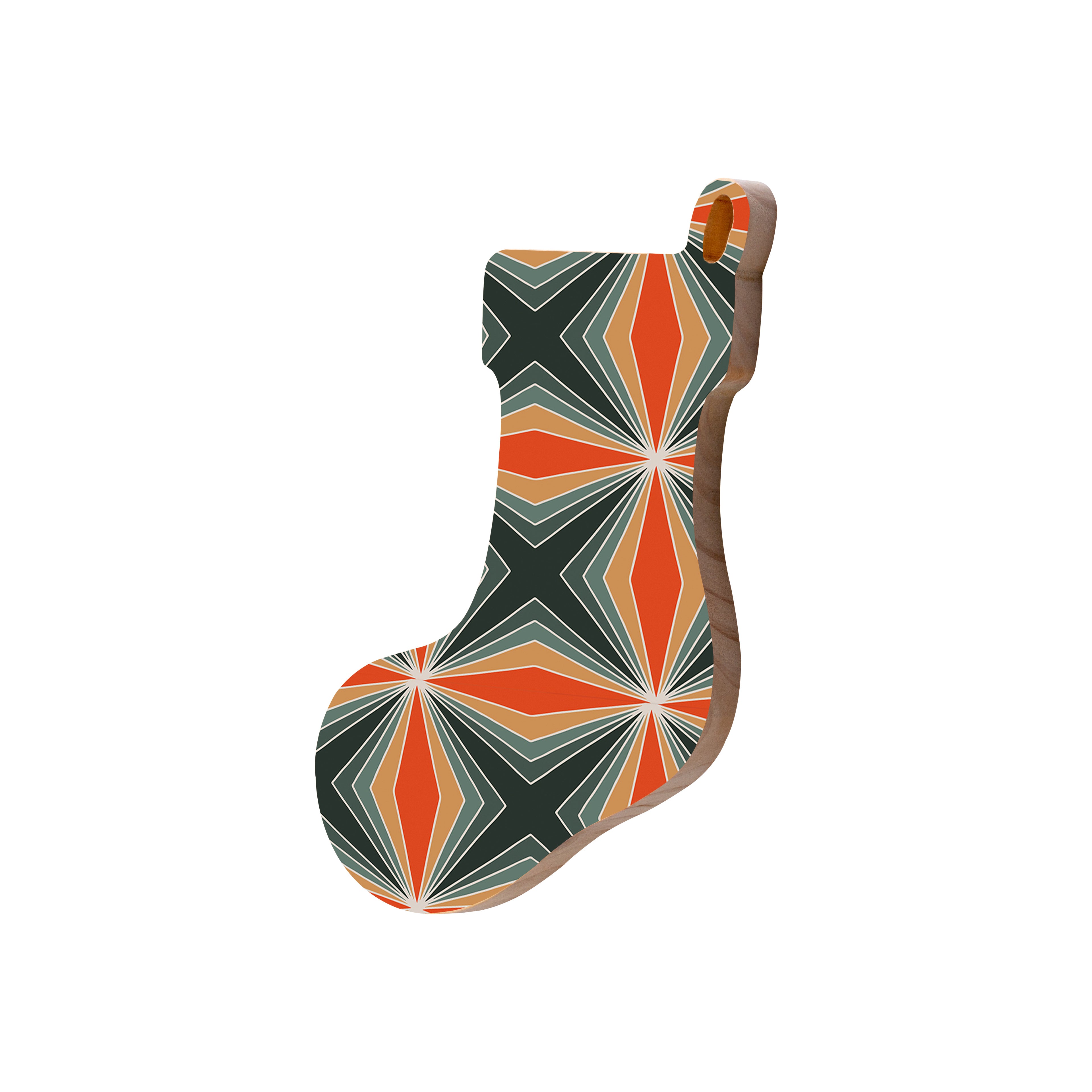 Christmas Decorations XMAS PATTERN- Wooden Xmas Stocking And Fridge Magnet