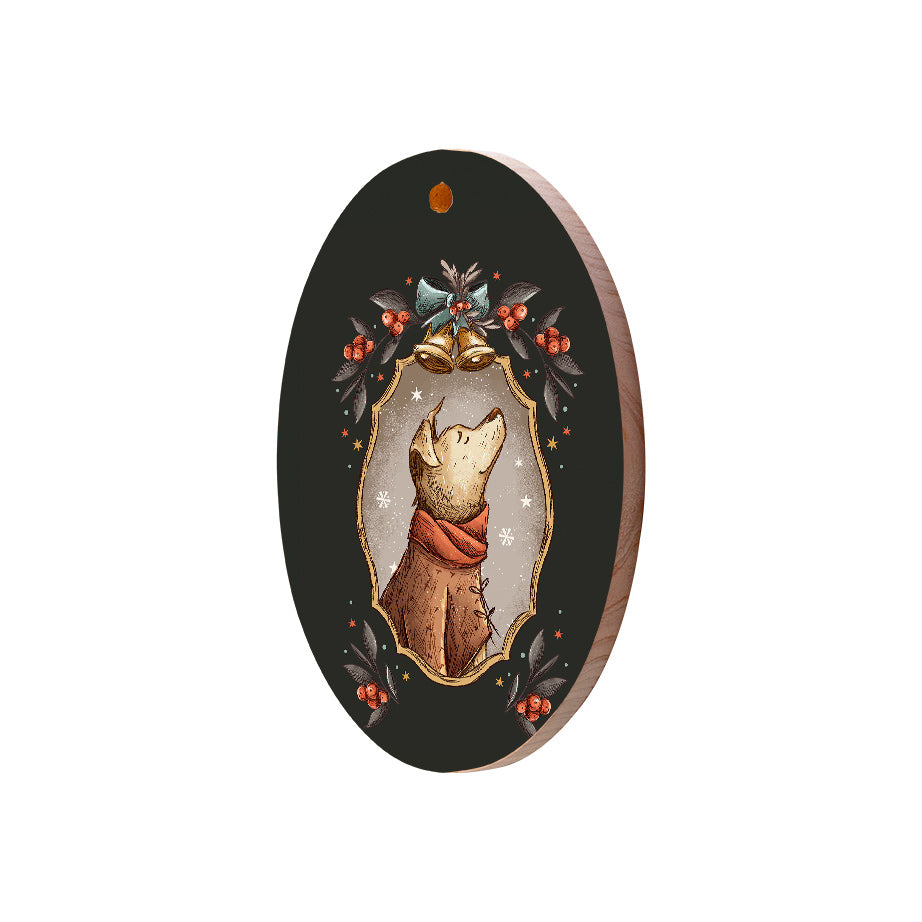 Christmas Decorations XMAS PORTRAIT- Wooden Xmas Oval Decoration and Fridge Magnet