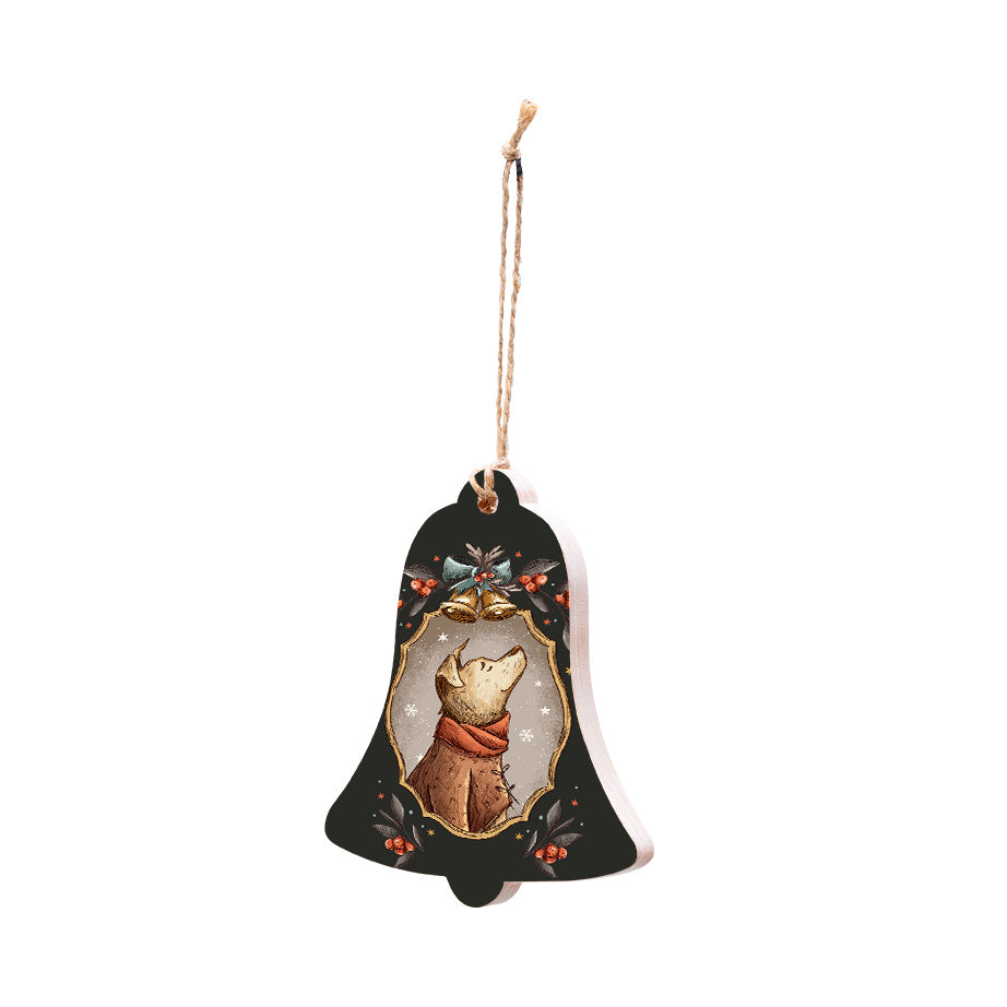 Christmas Decorations XMAS PORTRAIT- Wooden Xmas Bell And Fridge Magnet