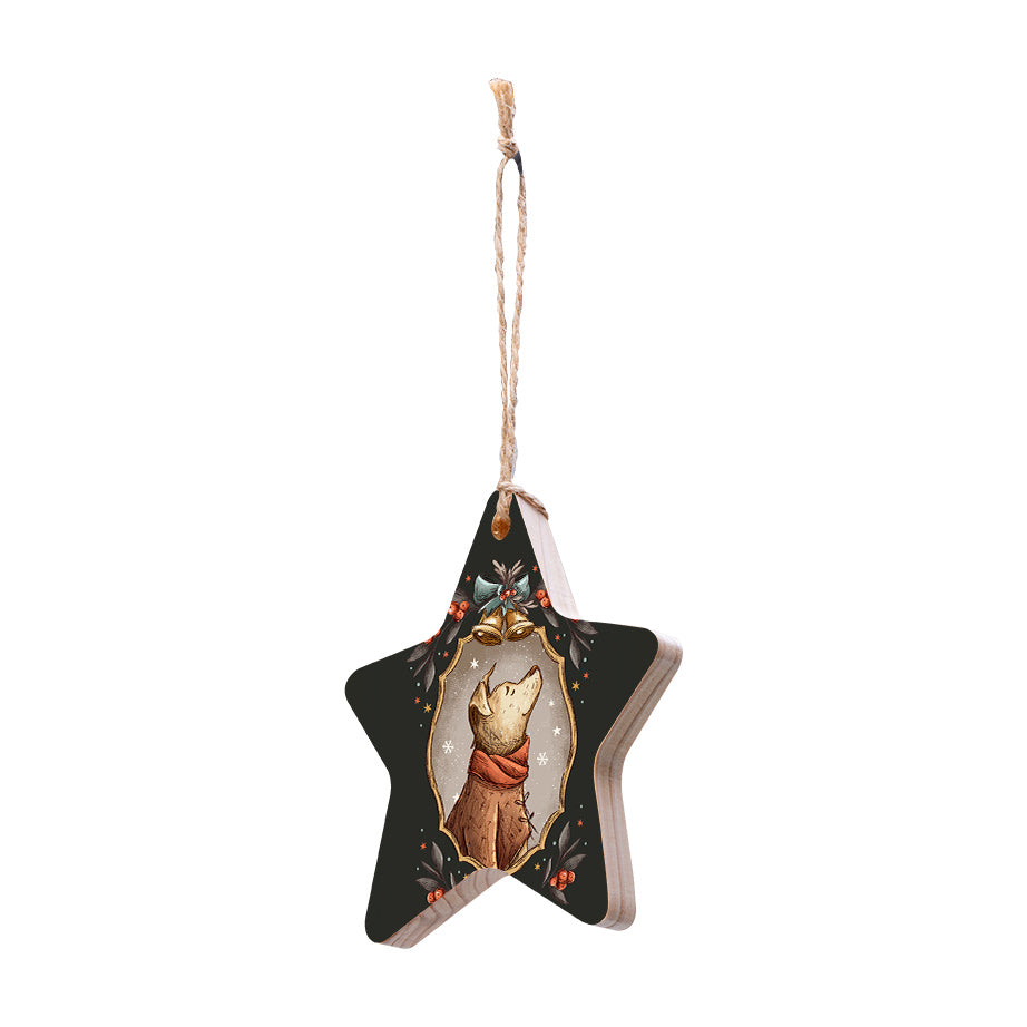 Christmas Decorations XMAS PORTRAIT- Wooden Xmas Star And Fridge Magnet