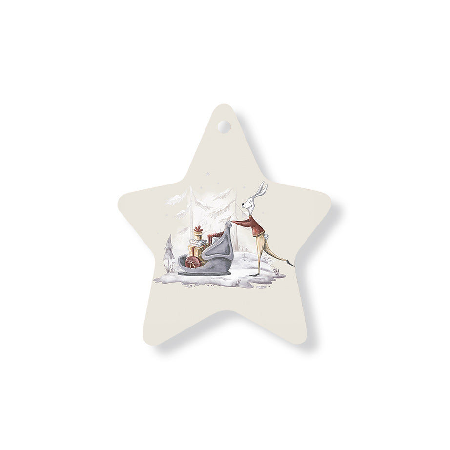 Christmas Decorations XMAS SHOPPING- Wooden Xmas Star And Fridge Magnet