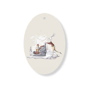 Christmas Decorations XMAS SHOPPING- Wooden Xmas Oval Decoration and Fridge Magnet