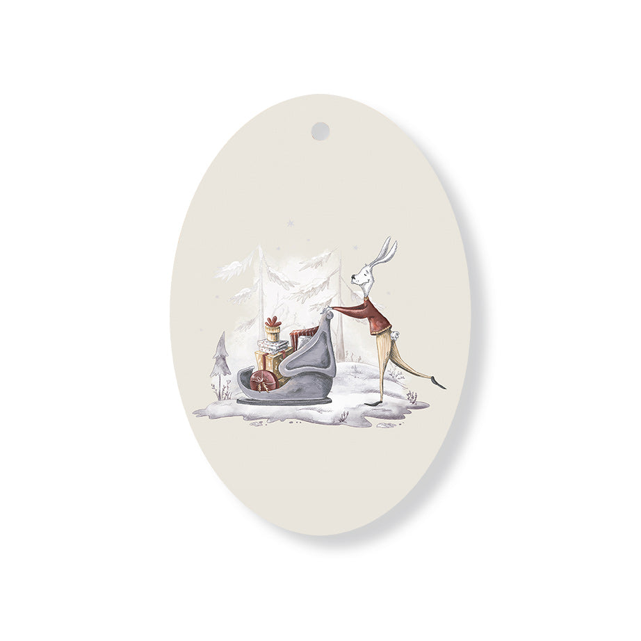 Christmas Decorations XMAS SHOPPING- Wooden Xmas Oval Decoration and Fridge Magnet
