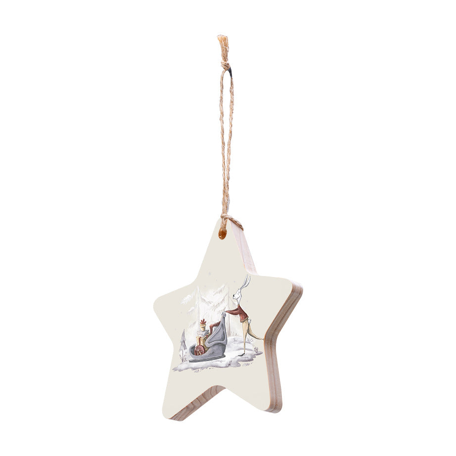 Christmas Decorations XMAS SHOPPING- Wooden Xmas Star And Fridge Magnet