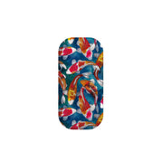 Adachi Clickit phone stand featuring a vibrant red, orange, and white koi fish pattern on a deep blue water background.