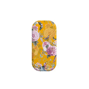 Barnes phone stand with a vibrant yellow floral and butterfly pattern on a slim, rounded rectangular grip.