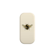 Cream-colored rectangular phone stand featuring a detailed illustration of a bumblebee surrounded by small yellow flowers.