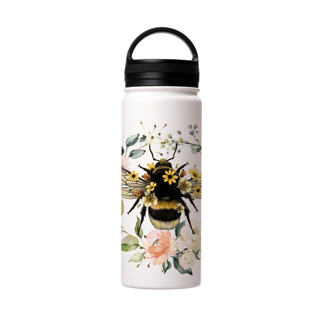 Water Bottles-Bee I Insulated Stainless Steel Water Bottle-18oz (530ml)-handle cap-Insulated Steel Water Bottle Our insulated stainless steel bottle comes in 3 sizes- Small 12oz (350ml), Medium 18oz (530ml) and Large 32oz (945ml) . It comes with a leak proof cap Keeps water cool for 24 hours Also keeps things warm for up to 12 hours Choice of 3 lids ( Sport Cap, Handle Cap, Flip Cap ) for easy carrying Dishwasher Friendly Lightweight, durable and easy to carry Reusable, so it's safe for the plan