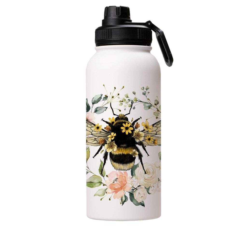 Water Bottles-Bee I Insulated Stainless Steel Water Bottle-32oz (945ml)-Sport cap-Insulated Steel Water Bottle Our insulated stainless steel bottle comes in 3 sizes- Small 12oz (350ml), Medium 18oz (530ml) and Large 32oz (945ml) . It comes with a leak proof cap Keeps water cool for 24 hours Also keeps things warm for up to 12 hours Choice of 3 lids ( Sport Cap, Handle Cap, Flip Cap ) for easy carrying Dishwasher Friendly Lightweight, durable and easy to carry Reusable, so it's safe for the plane