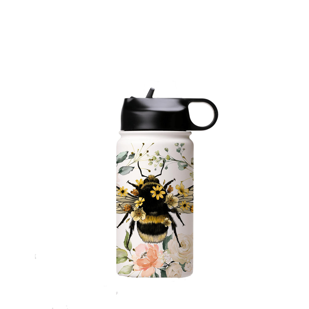 Water Bottles-Bee I Insulated Stainless Steel Water Bottle-12oz (350ml)-Flip cap-Insulated Steel Water Bottle Our insulated stainless steel bottle comes in 3 sizes- Small 12oz (350ml), Medium 18oz (530ml) and Large 32oz (945ml) . It comes with a leak proof cap Keeps water cool for 24 hours Also keeps things warm for up to 12 hours Choice of 3 lids ( Sport Cap, Handle Cap, Flip Cap ) for easy carrying Dishwasher Friendly Lightweight, durable and easy to carry Reusable, so it's safe for the planet