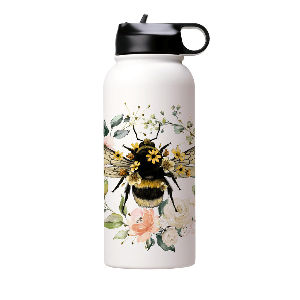 Water Bottles-Bee I Insulated Stainless Steel Water Bottle-32oz (945ml)-Flip cap-Insulated Steel Water Bottle Our insulated stainless steel bottle comes in 3 sizes- Small 12oz (350ml), Medium 18oz (530ml) and Large 32oz (945ml) . It comes with a leak proof cap Keeps water cool for 24 hours Also keeps things warm for up to 12 hours Choice of 3 lids ( Sport Cap, Handle Cap, Flip Cap ) for easy carrying Dishwasher Friendly Lightweight, durable and easy to carry Reusable, so it's safe for the planet