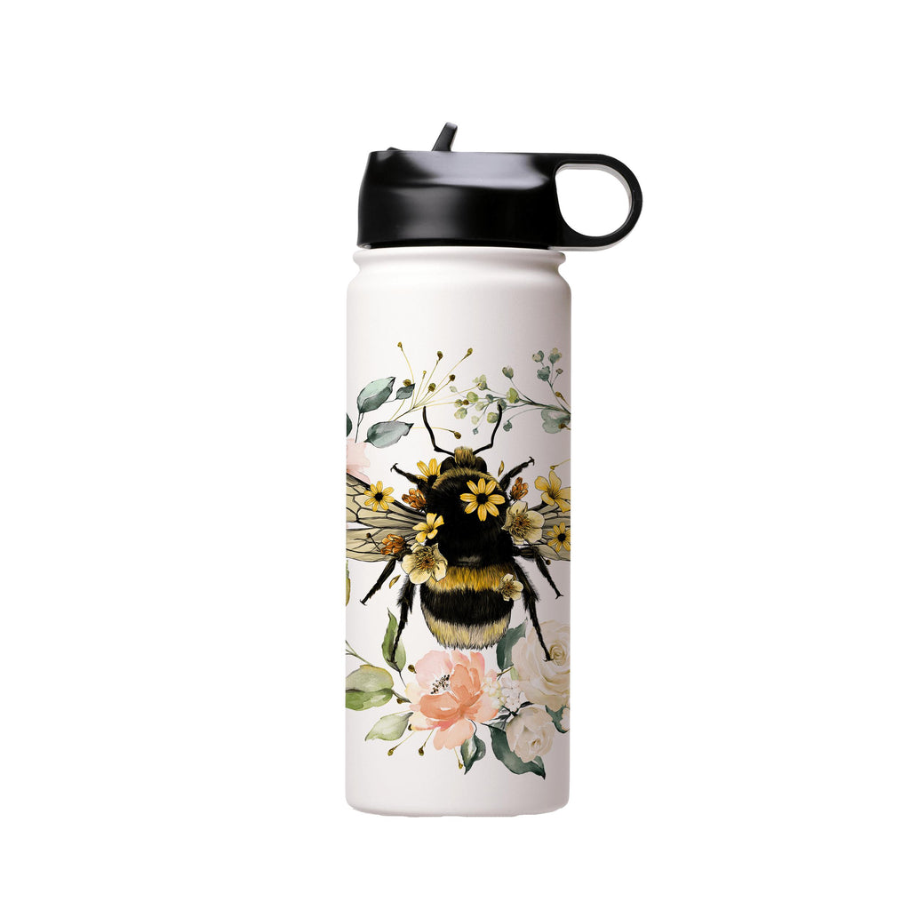 Water Bottles-Bee I Insulated Stainless Steel Water Bottle-18oz (530ml)-Flip cap-Insulated Steel Water Bottle Our insulated stainless steel bottle comes in 3 sizes- Small 12oz (350ml), Medium 18oz (530ml) and Large 32oz (945ml) . It comes with a leak proof cap Keeps water cool for 24 hours Also keeps things warm for up to 12 hours Choice of 3 lids ( Sport Cap, Handle Cap, Flip Cap ) for easy carrying Dishwasher Friendly Lightweight, durable and easy to carry Reusable, so it's safe for the planet