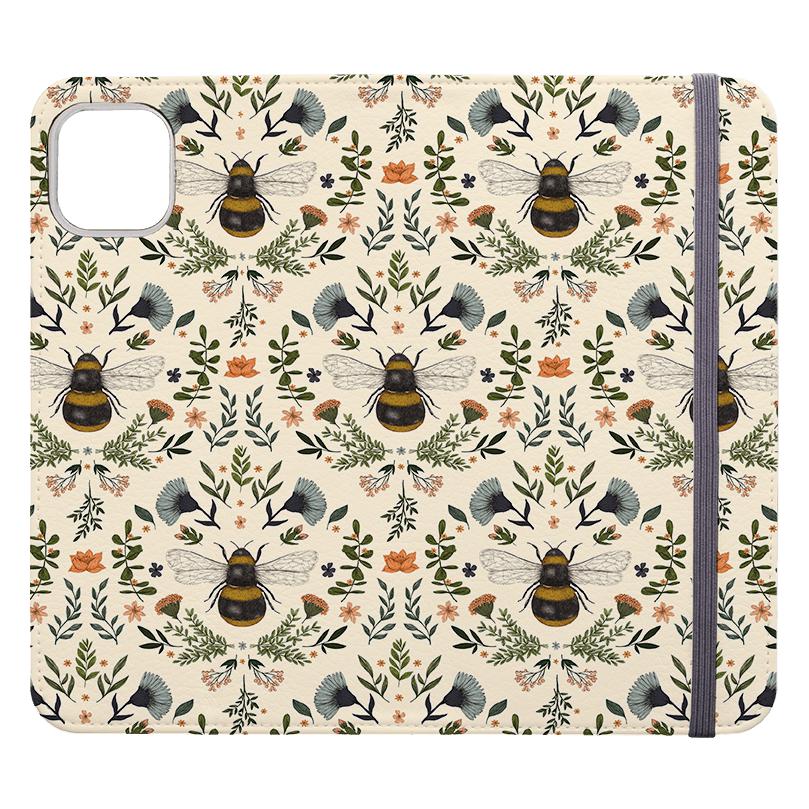 Wallet phone case-Bees 2 By Jade Mosinski-Vegan Leather Wallet Case Vegan leather. 3 slots for cards Fully printed exterior. Compatibility See drop down menu for options, please select the right case as we print to order.-Stringberry