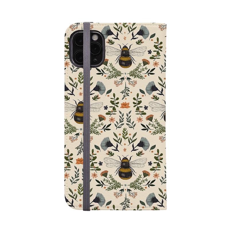 Wallet phone case-Bees 2 By Jade Mosinski-Vegan Leather Wallet Case Vegan leather. 3 slots for cards Fully printed exterior. Compatibility See drop down menu for options, please select the right case as we print to order.-Stringberry