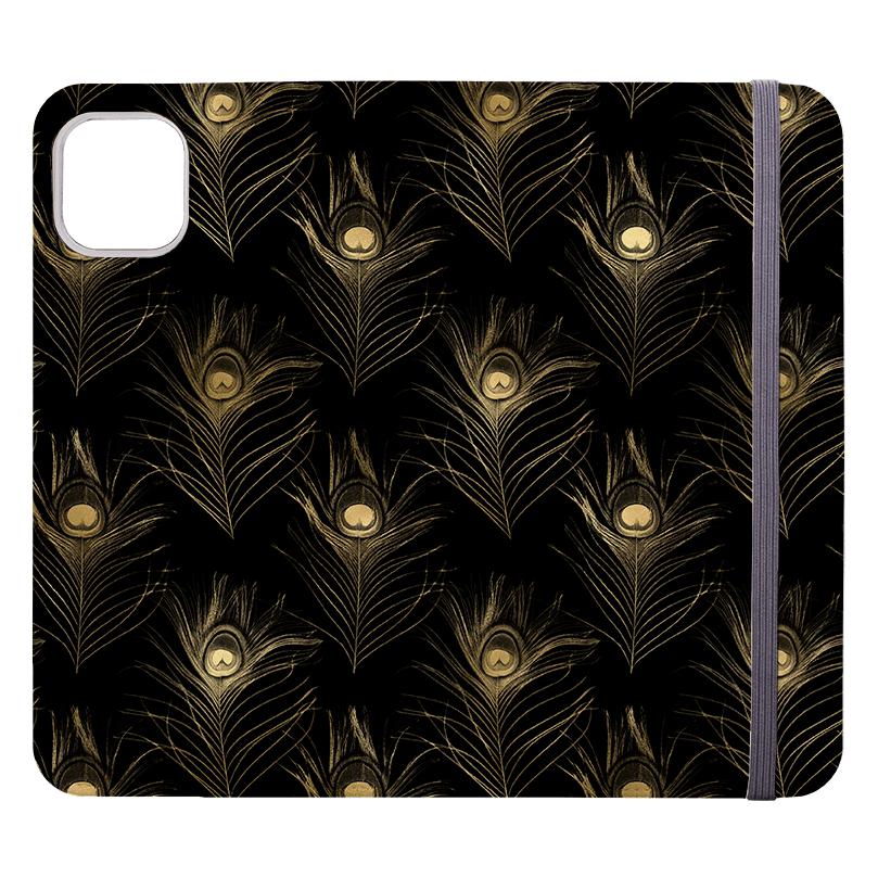 Coque de téléphone portefeuille - Plumes noires - Coque portefeuille en cuir végétalien. Cuir végétalien. 3 fentes pour cartes. Extérieur entièrement estampé. Pour la compatibilité, consultez le menu déroulant pour les options : veuillez sélectionner la bonne coque, car nous réalisons les commandes sur mesure. - Stringberry