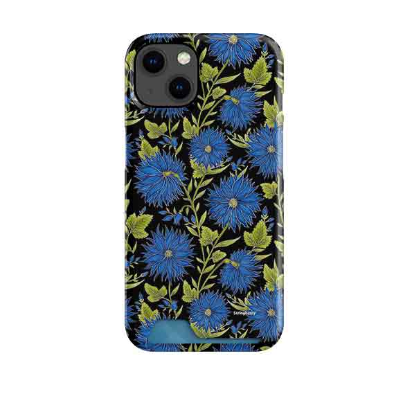 Blue Flowers Black Case and Card By Catherine Rowe