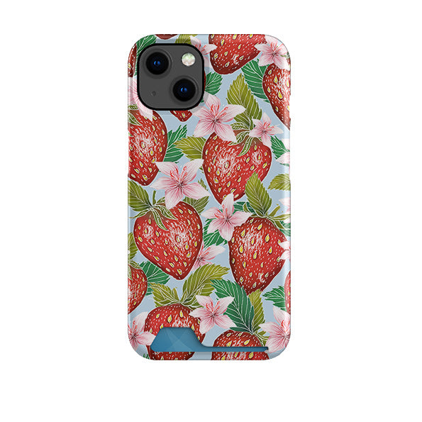 Blue Strawberries Case and Card Case By Catherine Rowe