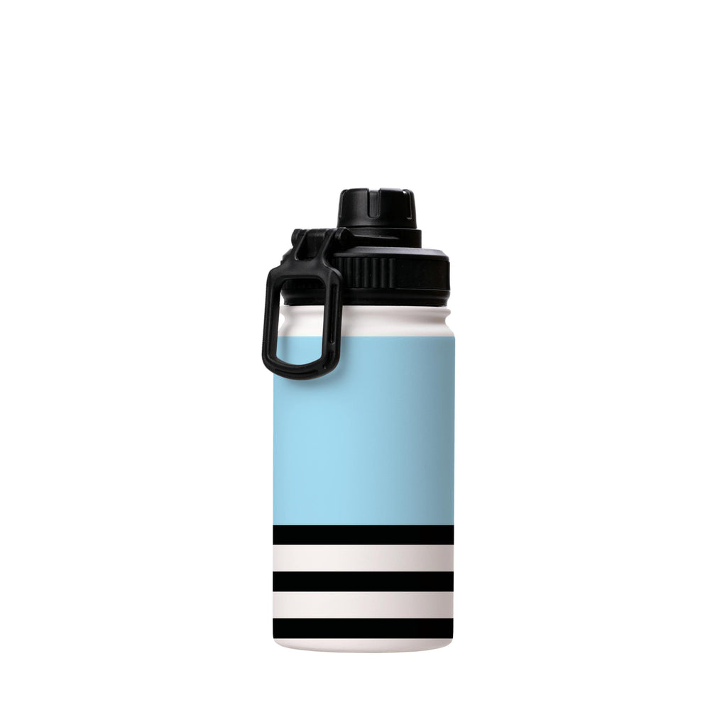 Water Bottles-Blue And Stripes Insulated Stainless Steel Water Bottle-12oz (350ml)-Sport cap-Insulated Steel Water Bottle Our insulated stainless steel bottle comes in 3 sizes- Small 12oz (350ml), Medium 18oz (530ml) and Large 32oz (945ml) . It comes with a leak proof cap Keeps water cool for 24 hours Also keeps things warm for up to 12 hours Choice of 3 lids ( Sport Cap, Handle Cap, Flip Cap ) for easy carrying Dishwasher Friendly Lightweight, durable and easy to carry Reusable, so it's safe fo