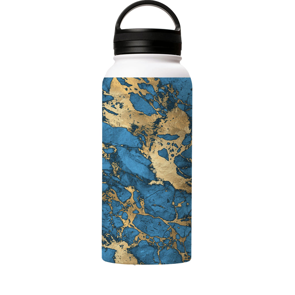 Water Bottles-Blue Marble Insulated Stainless Steel Water Bottle-32oz (945ml)-handle cap-Insulated Steel Water Bottle Our insulated stainless steel bottle comes in 3 sizes- Small 12oz (350ml), Medium 18oz (530ml) and Large 32oz (945ml) . It comes with a leak proof cap Keeps water cool for 24 hours Also keeps things warm for up to 12 hours Choice of 3 lids ( Sport Cap, Handle Cap, Flip Cap ) for easy carrying Dishwasher Friendly Lightweight, durable and easy to carry Reusable, so it's safe for th