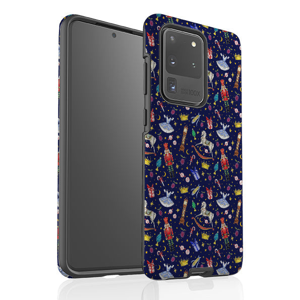 Samsung phone case-Blue Nutcracker By Catherine Rowe-Product Details Raised bevel to protect screen from scratches. Impact resistant polycarbonate shell and shock absorbing inner TPU liner. Secure fit with design wrapping around side of the case and full access to ports. Compatible with Qi-standard wireless charging. Thickness 1/8 inch (3mm), weight 30g. Compatibility See drop down menu for options, please select the right case as we print to order.-Stringberry