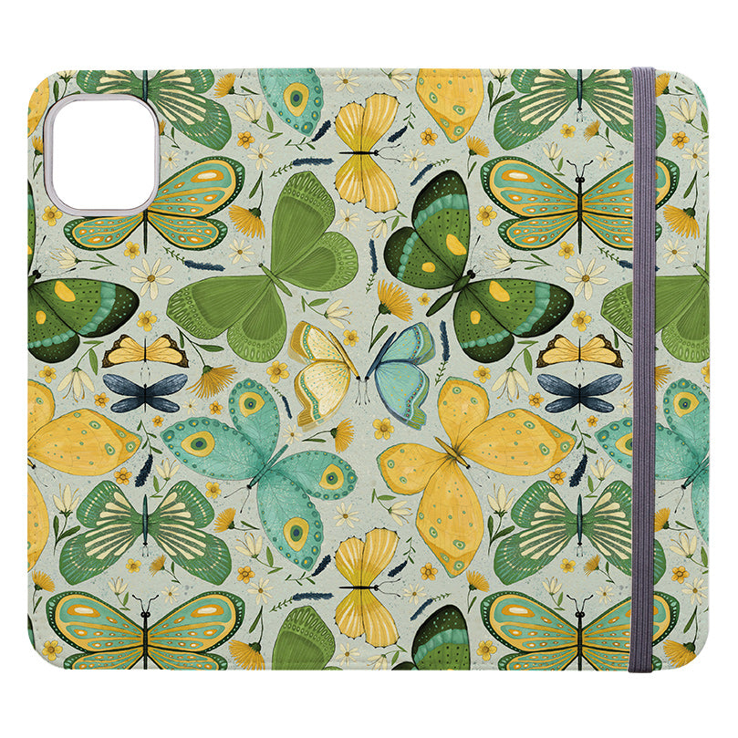 Wallet phone case-Butterflies By Maja Lindberg-Vegan Leather Wallet Case Vegan leather. 3 slots for cards Fully printed exterior. Compatibility See drop down menu for options, please select the right case as we print to order.-Stringberry