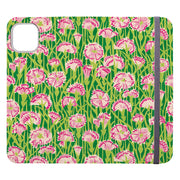 Wallet phone case-Carnations By Sarah Campbell-Vegan Leather Wallet Case Vegan leather. 3 slots for cards Fully printed exterior. Compatibility See drop down menu for options, please select the right case as we print to order.-Stringberry
