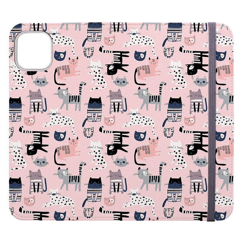 Wallet phone case-Cat-titude-Vegan Leather Wallet Case Vegan leather. 3 slots for cards Fully printed exterior. Compatibility See drop down menu for options, please select the right case as we print to order.-Stringberry