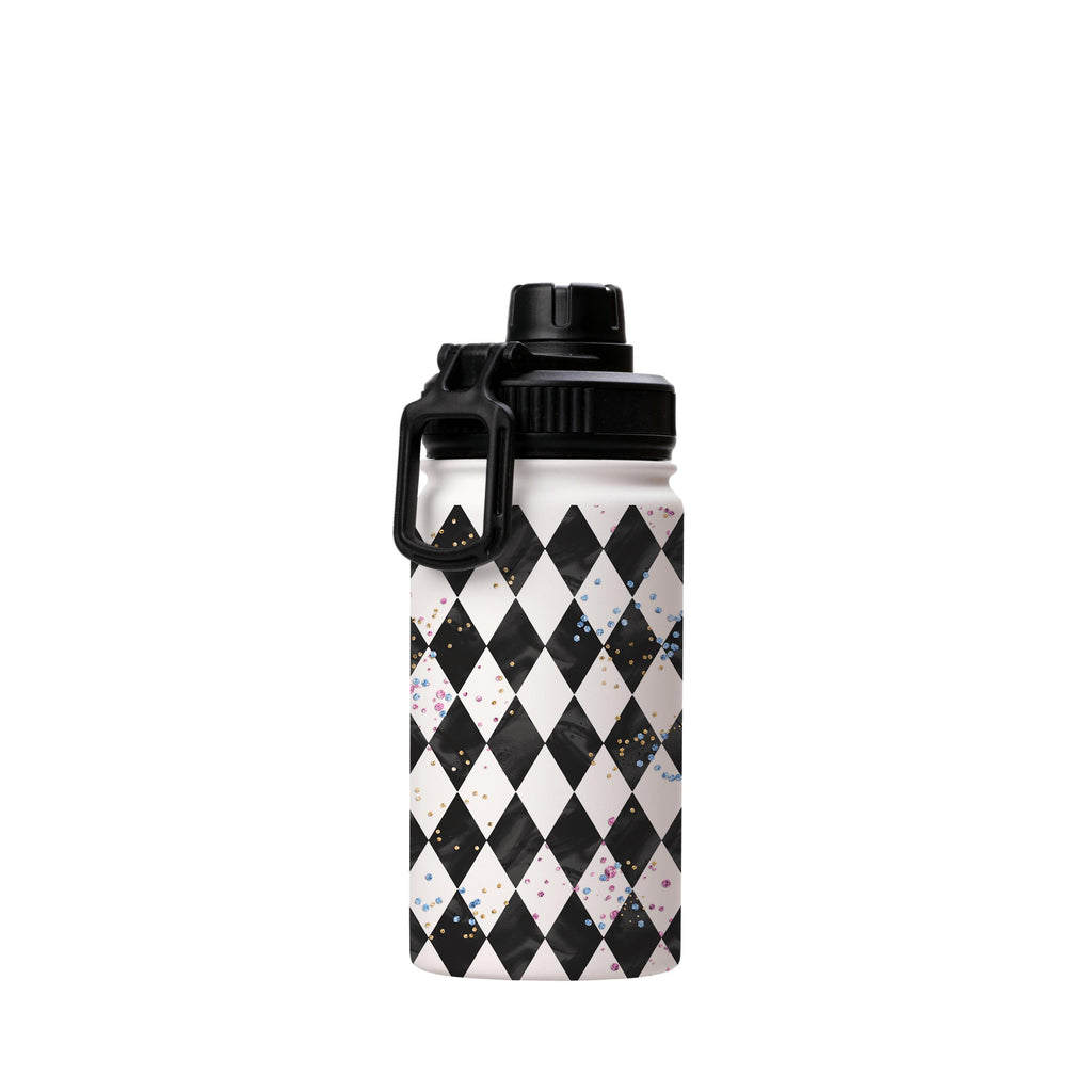 Water Bottles-Chequers Insulated Stainless Steel Water Bottle-12oz (350ml)-Sport cap-Insulated Steel Water Bottle Our insulated stainless steel bottle comes in 3 sizes- Small 12oz (350ml), Medium 18oz (530ml) and Large 32oz (945ml) . It comes with a leak proof cap Keeps water cool for 24 hours Also keeps things warm for up to 12 hours Choice of 3 lids ( Sport Cap, Handle Cap, Flip Cap ) for easy carrying Dishwasher Friendly Lightweight, durable and easy to carry Reusable, so it's safe for the pl