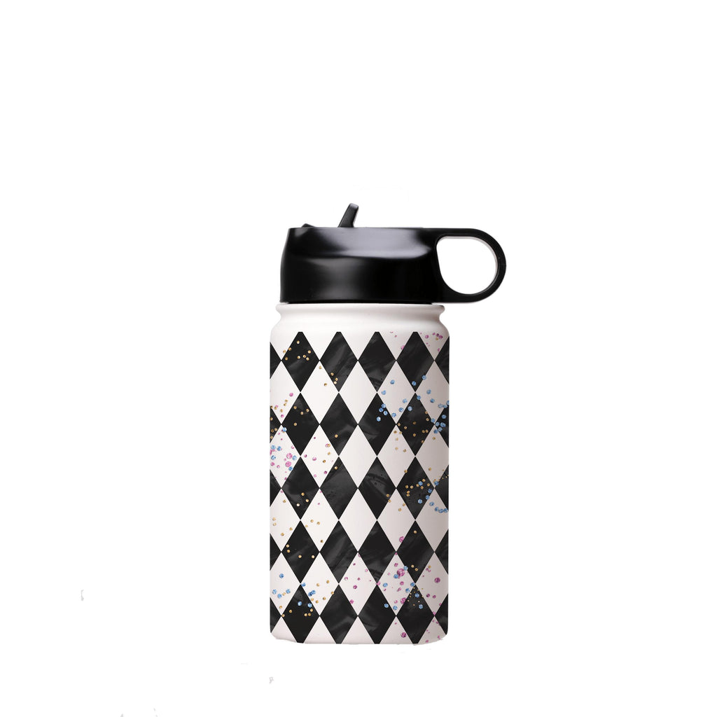 Water Bottles-Chequers Insulated Stainless Steel Water Bottle-12oz (350ml)-Flip cap-Insulated Steel Water Bottle Our insulated stainless steel bottle comes in 3 sizes- Small 12oz (350ml), Medium 18oz (530ml) and Large 32oz (945ml) . It comes with a leak proof cap Keeps water cool for 24 hours Also keeps things warm for up to 12 hours Choice of 3 lids ( Sport Cap, Handle Cap, Flip Cap ) for easy carrying Dishwasher Friendly Lightweight, durable and easy to carry Reusable, so it's safe for the pla