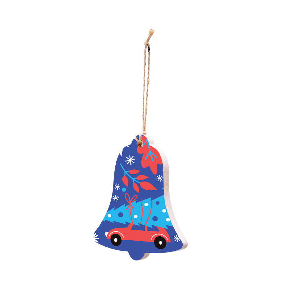 Christmas Decorations DRIVING HOME- Wooden Xmas Bell And Fridge Magnet