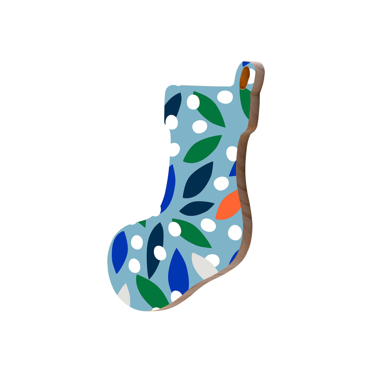Christmas Decorations FLORAL DROPS- Wooden Xmas Stocking And Fridge Magnet