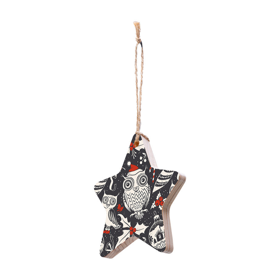 Christmas Decorations OWL XMAS- Wooden Xmas Star And Fridge Magnet