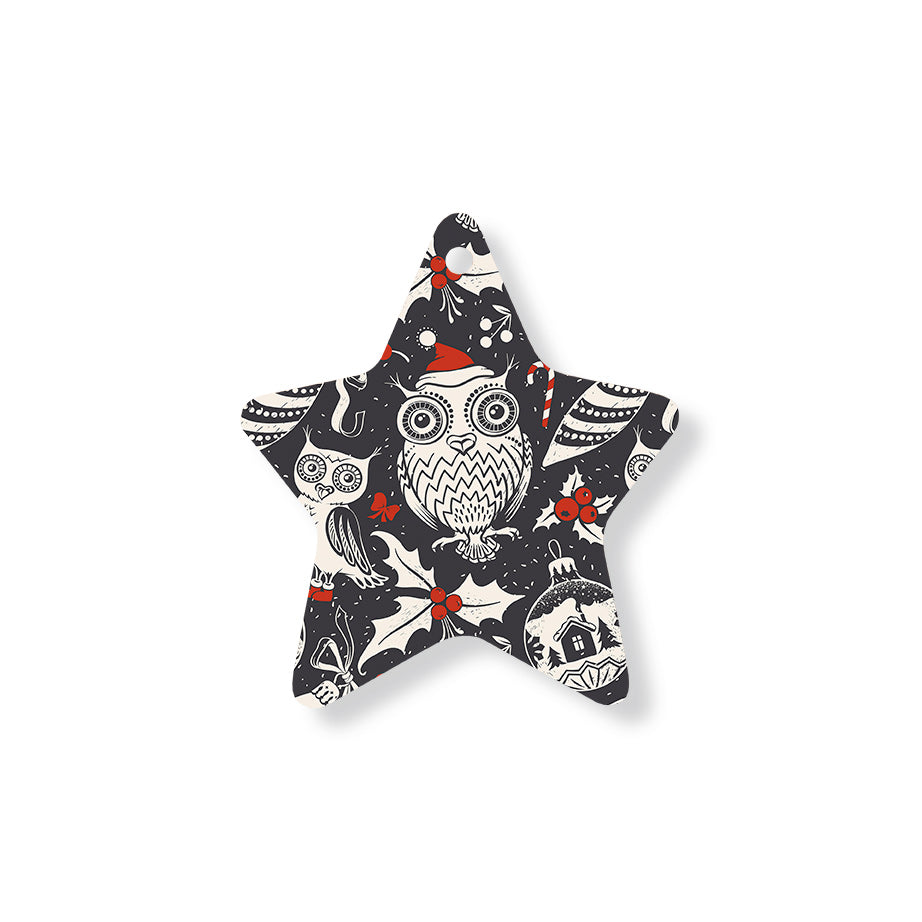 Christmas Decorations OWL XMAS- Wooden Xmas Star And Fridge Magnet