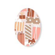 Christmas Decorations PRESENTS GALORE- Wooden Xmas Oval Decoration and Fridge Magnet