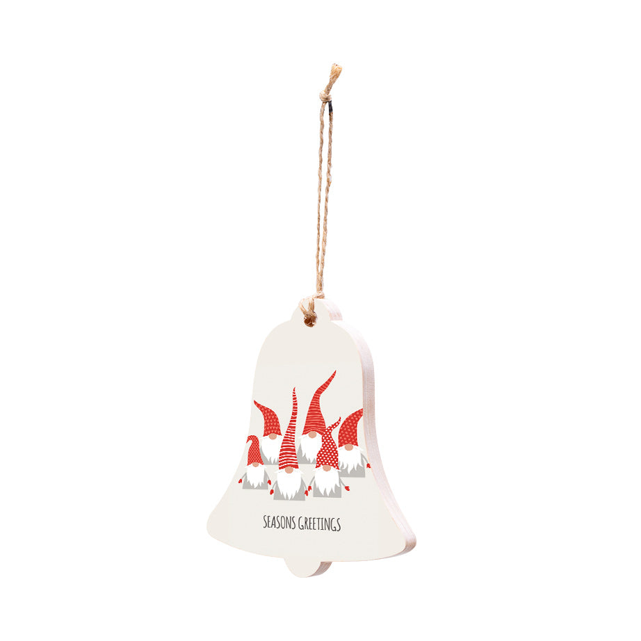 Christmas Decorations SEASONS GREETINGS- Wooden Xmas Bell And Fridge Magnet