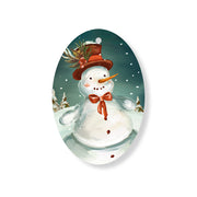 Christmas Decorations SNOWMAN- Wooden Xmas Oval Decoration and Fridge Magnet