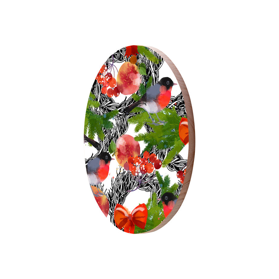 Christmas Decorations WHIMSICAL WONDER- Wooden Xmas Oval Decoration and Fridge Magnet