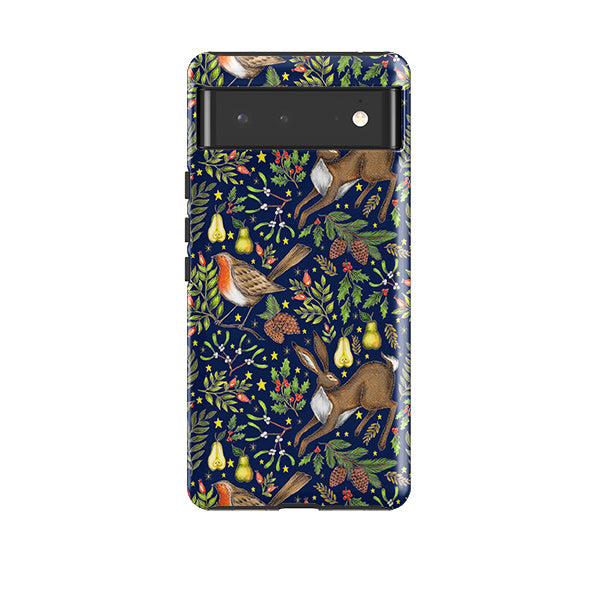 Google phone case-Christmas Garden By Catherine Rowe-Product Details Raised bevel to protect screen from scratches. Impact resistant polycarbonate shell and shock absorbing inner TPU liner. Secure fit with design wrapping around side of the case and full access to ports. Compatible with Qi-standard wireless charging. Thickness 1/8 inch (3mm), weight 30g. Compatibility See drop down menu for options, please select the right case as we print to order.-Stringberry