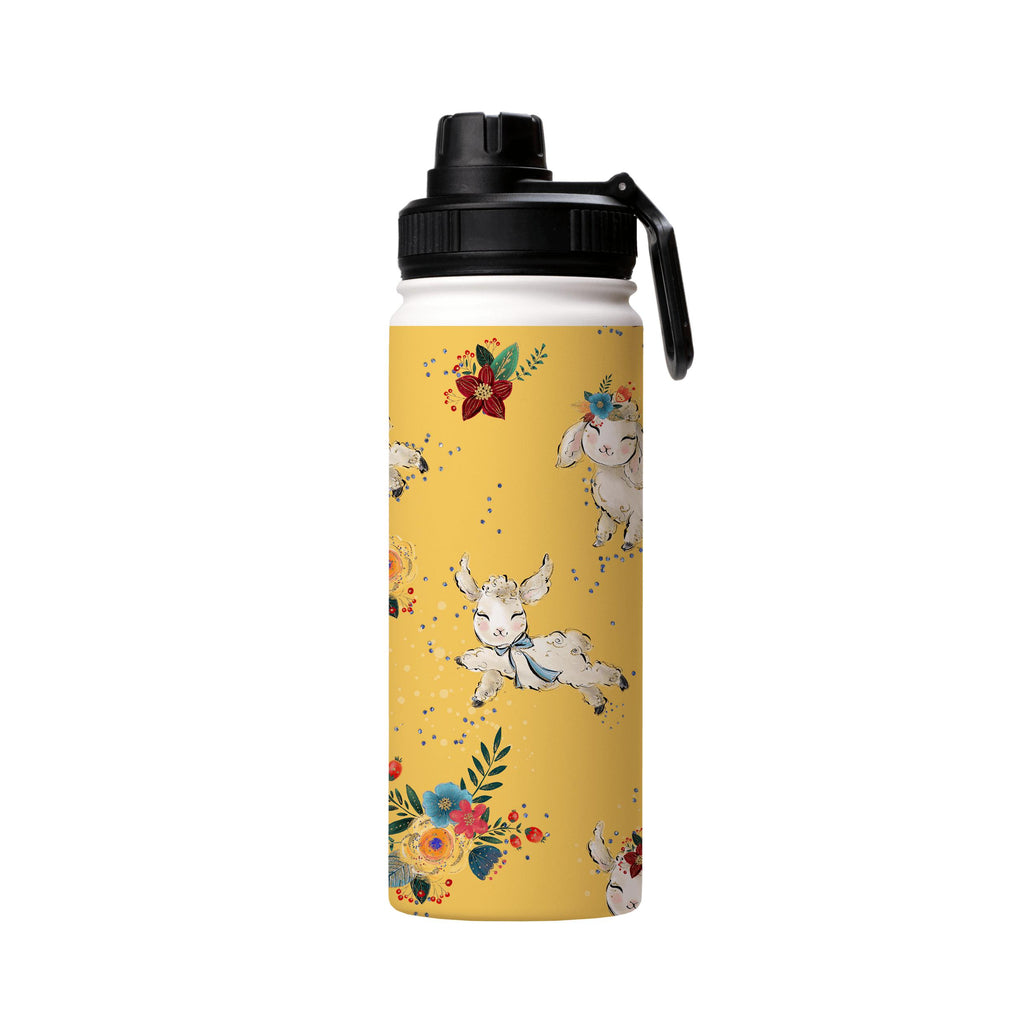 Water Bottles-Cute Yellow Insulated Stainless Steel Water Bottle-18oz (530ml)-Sport cap-Insulated Steel Water Bottle Our insulated stainless steel bottle comes in 3 sizes- Small 12oz (350ml), Medium 18oz (530ml) and Large 32oz (945ml) . It comes with a leak proof cap Keeps water cool for 24 hours Also keeps things warm for up to 12 hours Choice of 3 lids ( Sport Cap, Handle Cap, Flip Cap ) for easy carrying Dishwasher Friendly Lightweight, durable and easy to carry Reusable, so it's safe for the