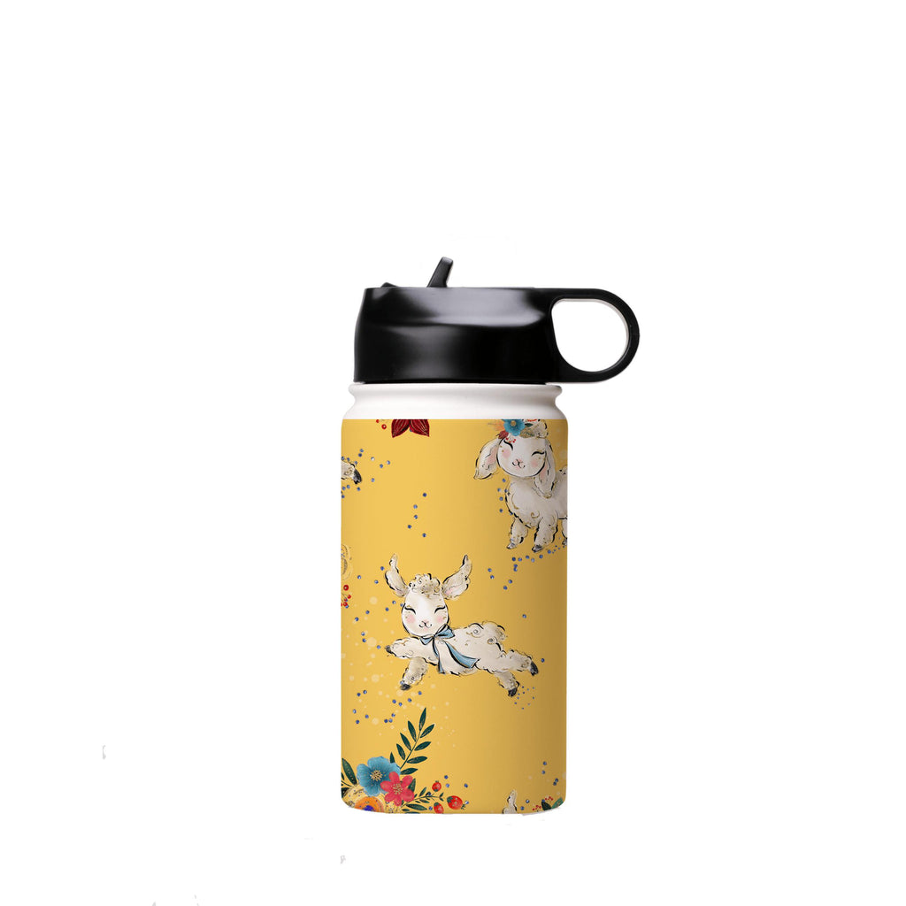 Water Bottles-Cute Yellow Insulated Stainless Steel Water Bottle-12oz (350ml)-Flip cap-Insulated Steel Water Bottle Our insulated stainless steel bottle comes in 3 sizes- Small 12oz (350ml), Medium 18oz (530ml) and Large 32oz (945ml) . It comes with a leak proof cap Keeps water cool for 24 hours Also keeps things warm for up to 12 hours Choice of 3 lids ( Sport Cap, Handle Cap, Flip Cap ) for easy carrying Dishwasher Friendly Lightweight, durable and easy to carry Reusable, so it's safe for the 
