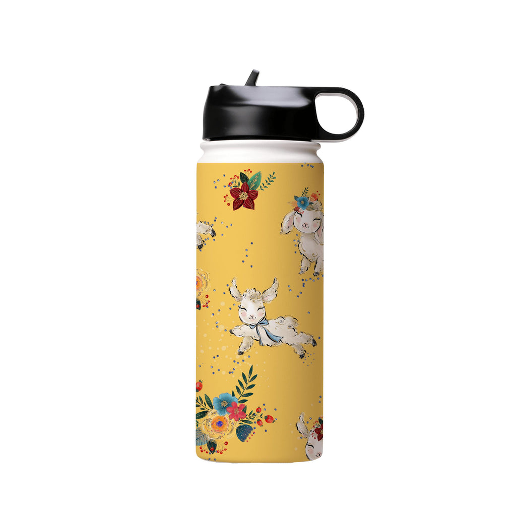 Water Bottles-Cute Yellow Insulated Stainless Steel Water Bottle-18oz (530ml)-Flip cap-Insulated Steel Water Bottle Our insulated stainless steel bottle comes in 3 sizes- Small 12oz (350ml), Medium 18oz (530ml) and Large 32oz (945ml) . It comes with a leak proof cap Keeps water cool for 24 hours Also keeps things warm for up to 12 hours Choice of 3 lids ( Sport Cap, Handle Cap, Flip Cap ) for easy carrying Dishwasher Friendly Lightweight, durable and easy to carry Reusable, so it's safe for the 