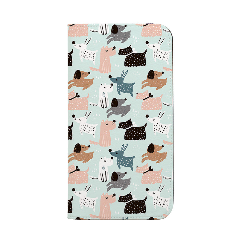 Wallet phone case-Dogs World-Vegan Leather Wallet Case Vegan leather. 3 slots for cards Fully printed exterior. Compatibility See drop down menu for options, please select the right case as we print to order.-Stringberry
