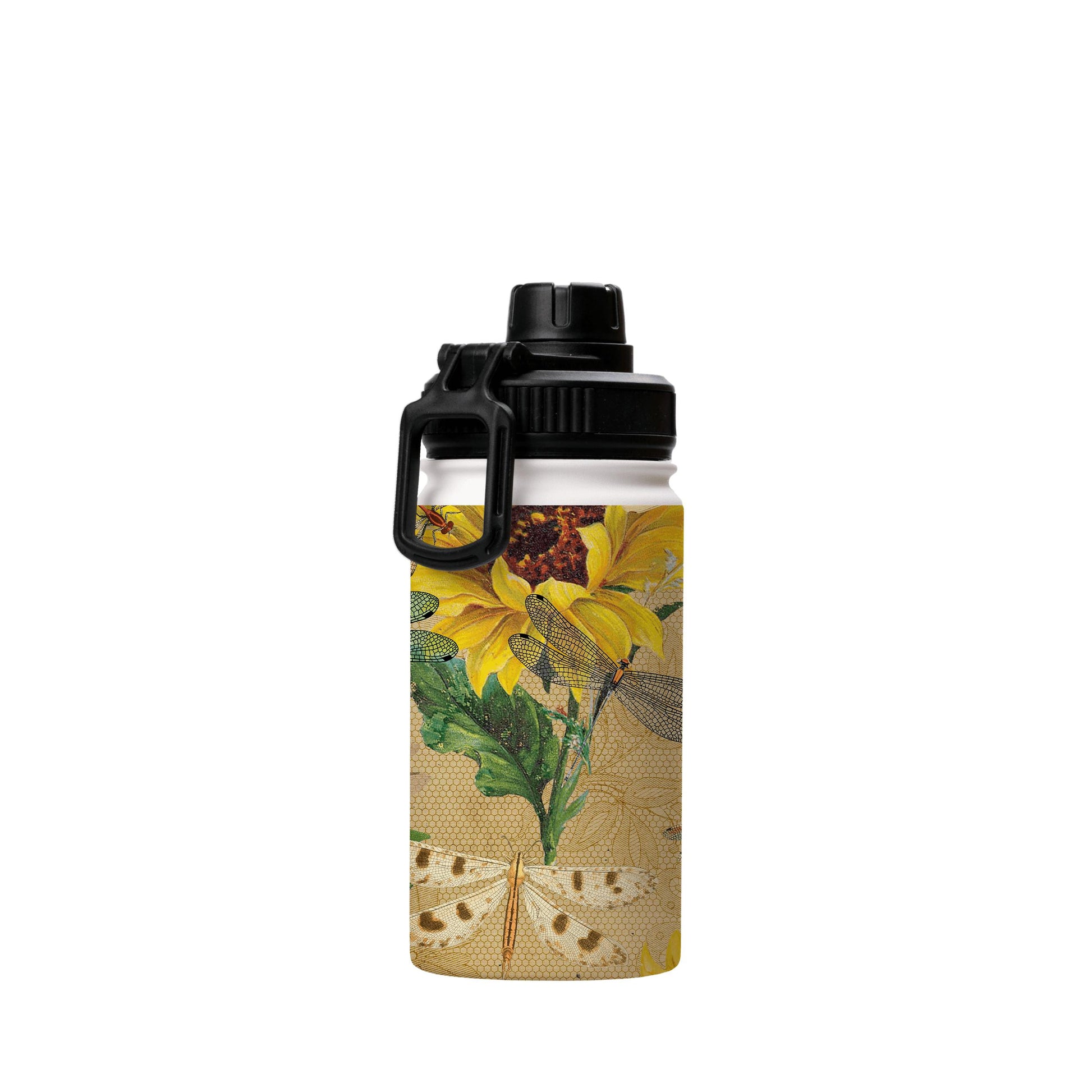 Water Bottles-Dragons And Sunflowers Insulated Stainless Steel Water Bottle-12oz (350ml)-Sport cap-Insulated Steel Water Bottle Our insulated stainless steel bottle comes in 3 sizes- Small 12oz (350ml), Medium 18oz (530ml) and Large 32oz (945ml) . It comes with a leak proof cap Keeps water cool for 24 hours Also keeps things warm for up to 12 hours Choice of 3 lids ( Sport Cap, Handle Cap, Flip Cap ) for easy carrying Dishwasher Friendly Lightweight, durable and easy to carry Reusable, so it's s