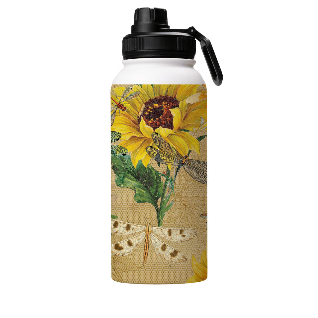 Water Bottles-Dragons And Sunflowers Insulated Stainless Steel Water Bottle-32oz (945ml)-Sport cap-Insulated Steel Water Bottle Our insulated stainless steel bottle comes in 3 sizes- Small 12oz (350ml), Medium 18oz (530ml) and Large 32oz (945ml) . It comes with a leak proof cap Keeps water cool for 24 hours Also keeps things warm for up to 12 hours Choice of 3 lids ( Sport Cap, Handle Cap, Flip Cap ) for easy carrying Dishwasher Friendly Lightweight, durable and easy to carry Reusable, so it's s