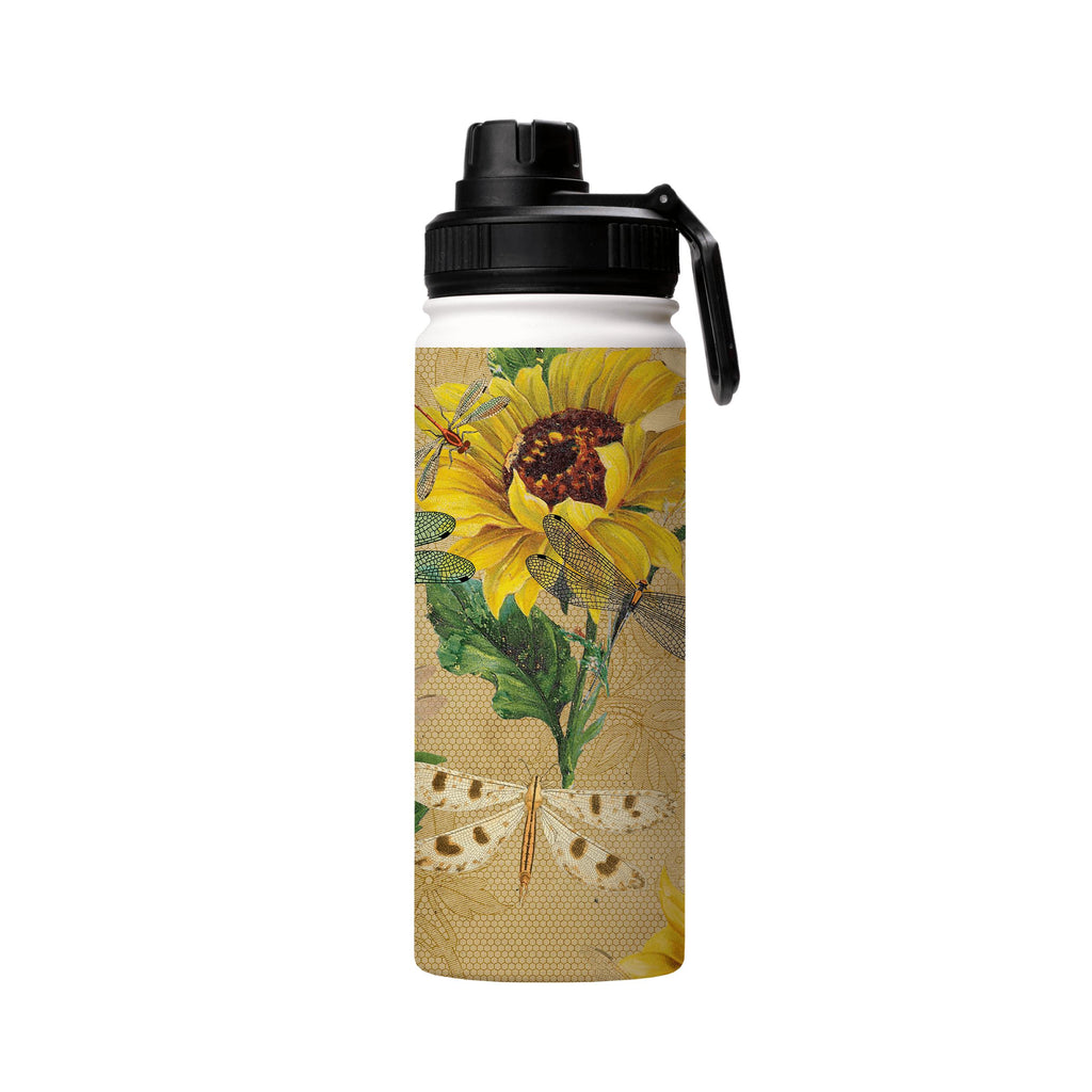 Water Bottles-Dragons And Sunflowers Insulated Stainless Steel Water Bottle-18oz (530ml)-Sport cap-Insulated Steel Water Bottle Our insulated stainless steel bottle comes in 3 sizes- Small 12oz (350ml), Medium 18oz (530ml) and Large 32oz (945ml) . It comes with a leak proof cap Keeps water cool for 24 hours Also keeps things warm for up to 12 hours Choice of 3 lids ( Sport Cap, Handle Cap, Flip Cap ) for easy carrying Dishwasher Friendly Lightweight, durable and easy to carry Reusable, so it's s