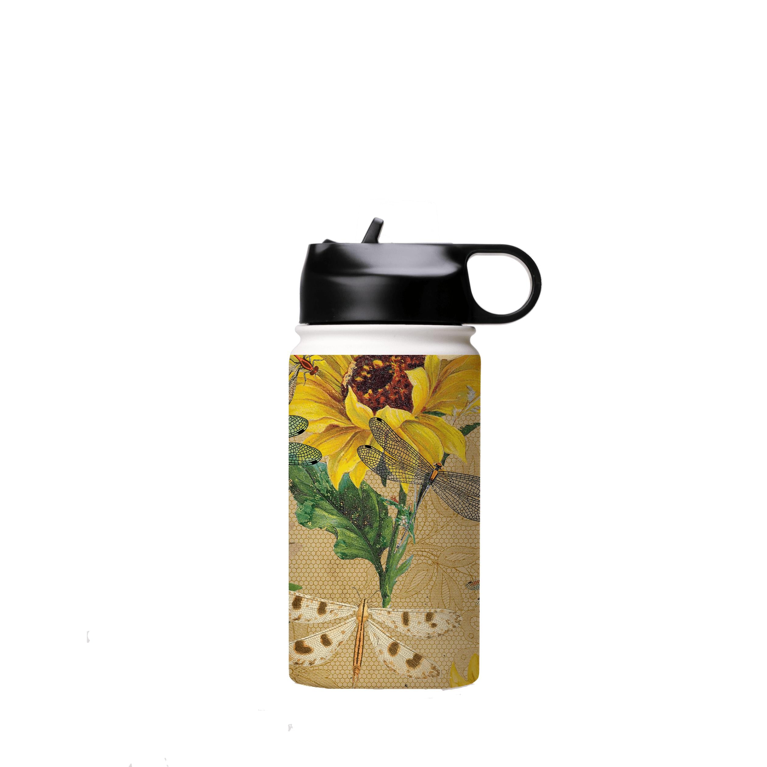 Water Bottles-Dragons And Sunflowers Insulated Stainless Steel Water Bottle-12oz (350ml)-Flip cap-Insulated Steel Water Bottle Our insulated stainless steel bottle comes in 3 sizes- Small 12oz (350ml), Medium 18oz (530ml) and Large 32oz (945ml) . It comes with a leak proof cap Keeps water cool for 24 hours Also keeps things warm for up to 12 hours Choice of 3 lids ( Sport Cap, Handle Cap, Flip Cap ) for easy carrying Dishwasher Friendly Lightweight, durable and easy to carry Reusable, so it's sa