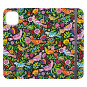 Wallet phone case-Folkbirds By Sarah Campbell-Vegan Leather Wallet Case Vegan leather. 3 slots for cards Fully printed exterior. Compatibility See drop down menu for options, please select the right case as we print to order.-Stringberry