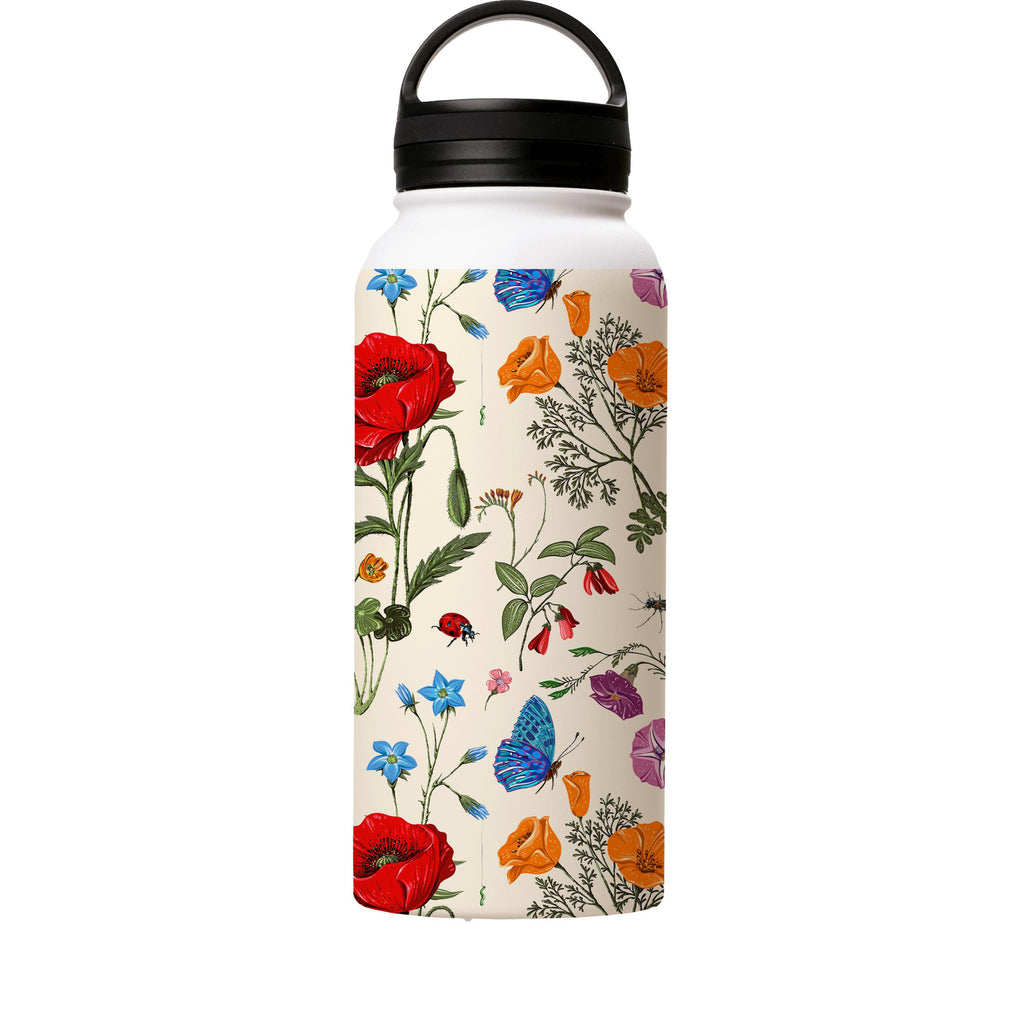 Water Bottles-Garden Delight Insulated Stainless Steel Water Bottle-32oz (945ml)-handle cap-Insulated Steel Water Bottle Our insulated stainless steel bottle comes in 3 sizes- Small 12oz (350ml), Medium 18oz (530ml) and Large 32oz (945ml) . It comes with a leak proof cap Keeps water cool for 24 hours Also keeps things warm for up to 12 hours Choice of 3 lids ( Sport Cap, Handle Cap, Flip Cap ) for easy carrying Dishwasher Friendly Lightweight, durable and easy to carry Reusable, so it's safe for