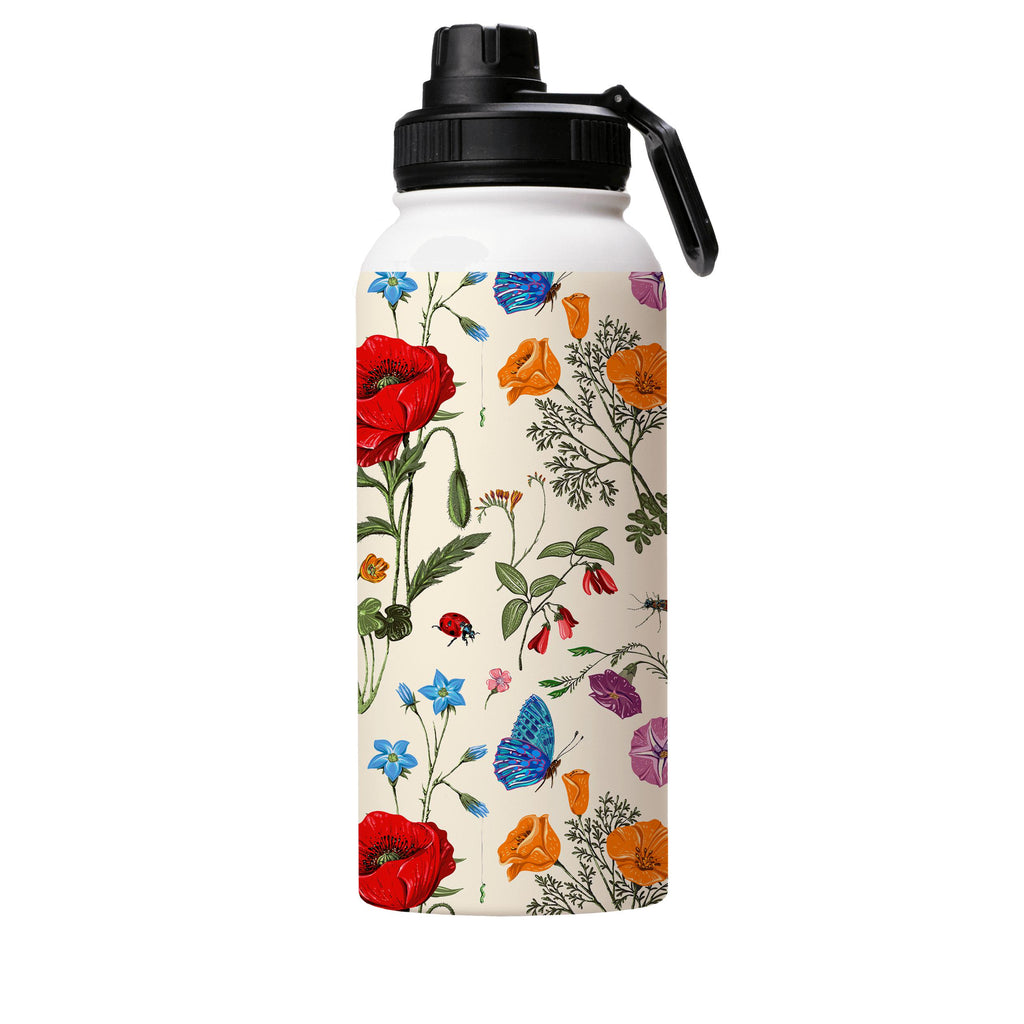 Water Bottles-Garden Delight Insulated Stainless Steel Water Bottle-32oz (945ml)-Sport cap-Insulated Steel Water Bottle Our insulated stainless steel bottle comes in 3 sizes- Small 12oz (350ml), Medium 18oz (530ml) and Large 32oz (945ml) . It comes with a leak proof cap Keeps water cool for 24 hours Also keeps things warm for up to 12 hours Choice of 3 lids ( Sport Cap, Handle Cap, Flip Cap ) for easy carrying Dishwasher Friendly Lightweight, durable and easy to carry Reusable, so it's safe for 