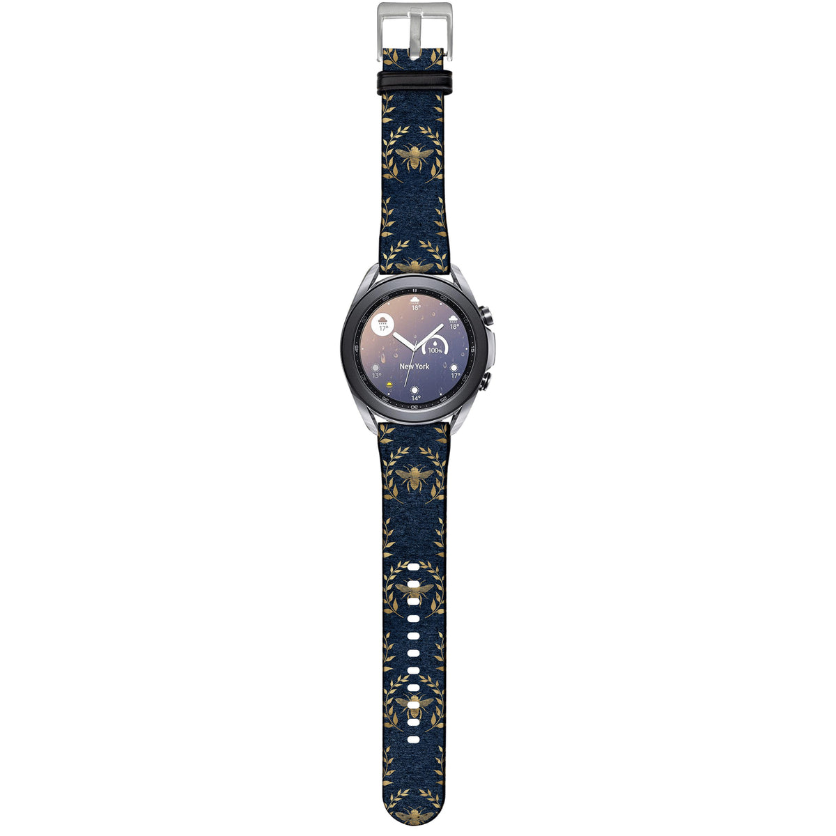 Apple Watch Straps-Golden Bees Navy Android Watch Strap-Paper Leather Samsung Watch Straps Product Details Get trendy with our Paper leather Samsung Watch bands. Available for all models of Samsung watch. High quality Paper Leather Fully printed on all exterior sides. Samsung Watch Band 40mm/42mm Samsung Watch Band 45mm/46mm-Stringberry